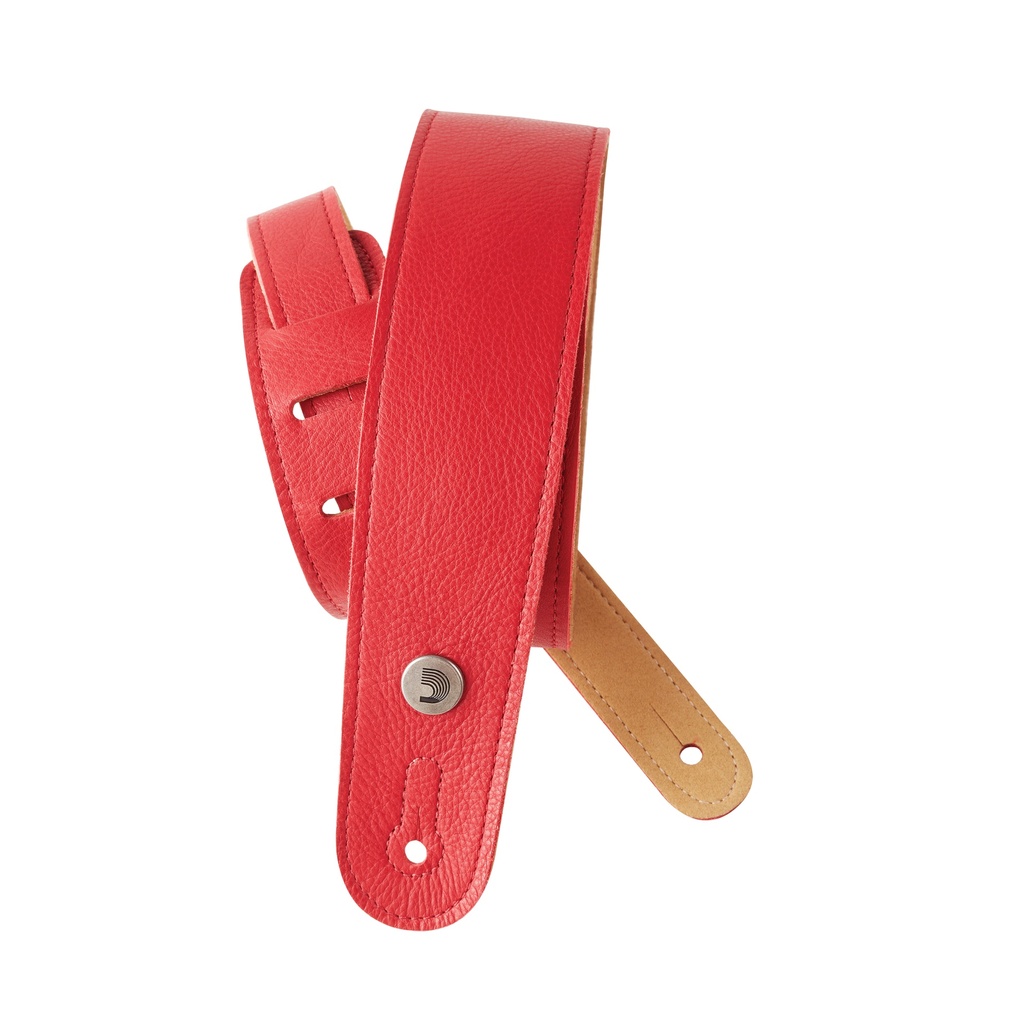 [20GL02] D'Addario Slim Garment Leather Guitar Strap Red