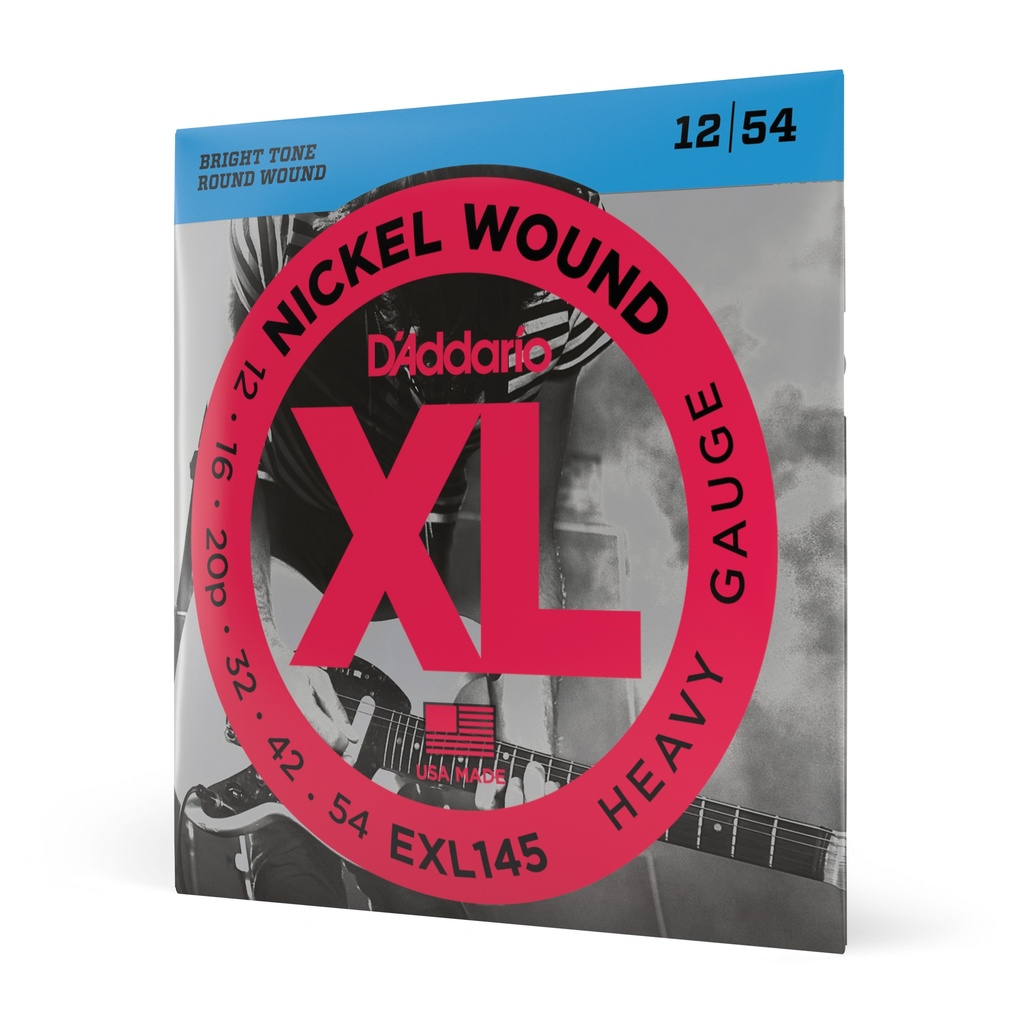 D'Addario EXL145 Nickel Wound Electric Guitar Strings Heavy 12-54 with Plain Steel 3rd