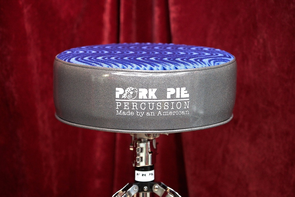 Pork Pie Throne - Round / Gray Sparkle Side / Blue Swirl Top
