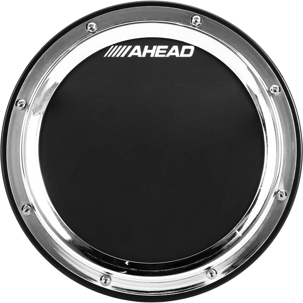 Ahead 10" Chrome S-Hoop Black Rubber Practice Pad w/ Snare Sound