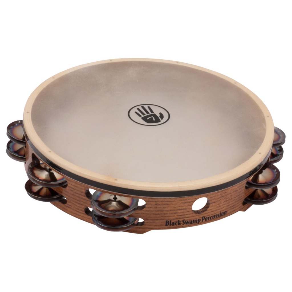 Black Swamp 10" SoundArt Double Row Chromium Tambourine with Calf Head