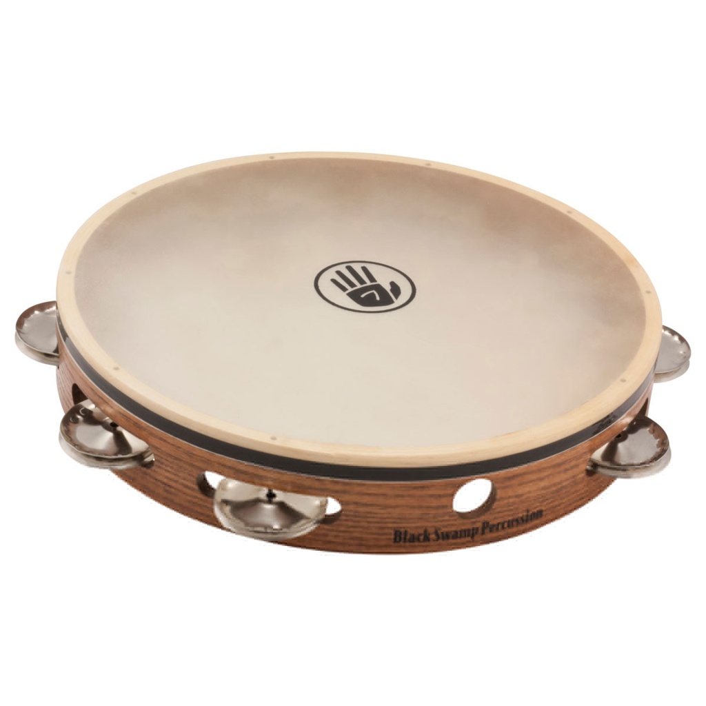 Black Swamp 10" SoundArt Single Row German Silver Tambourine Calf Head