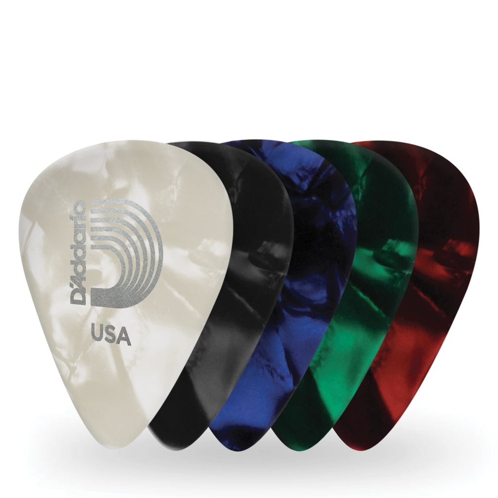 D'Addario Assorted Pearl Celluloid Guitar Picks 10 pack Medium