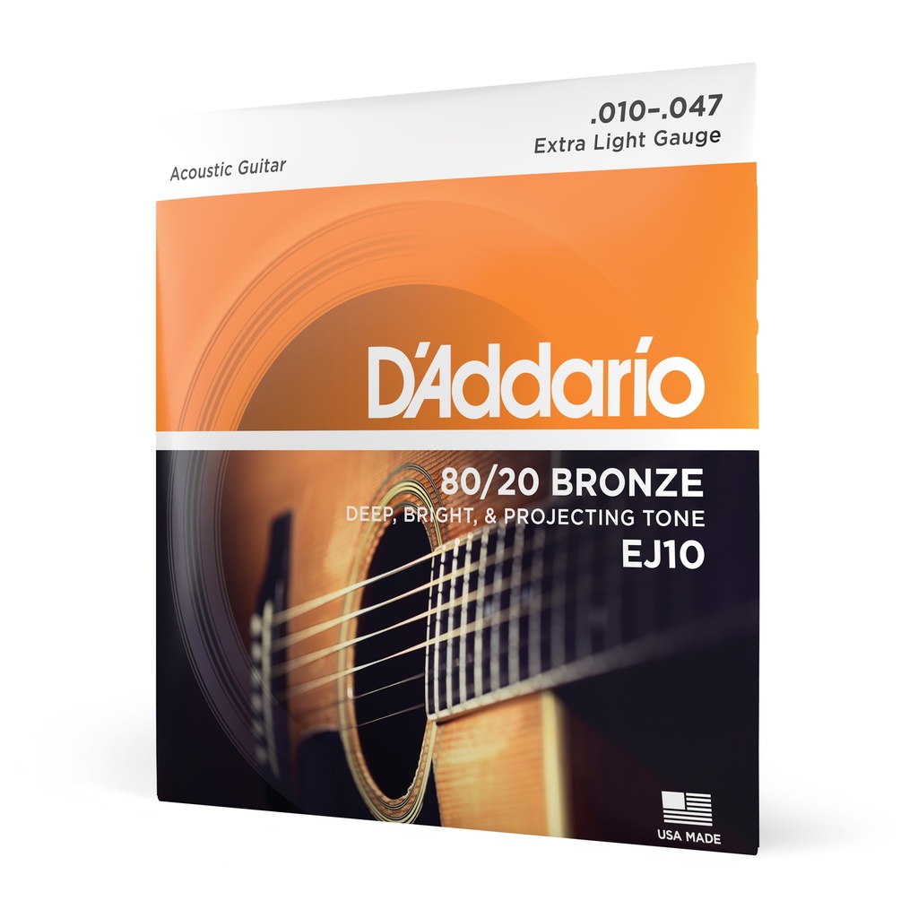 D'Addario EJ10 Bronze Acoustic Guitar Strings Extra Light 10-47