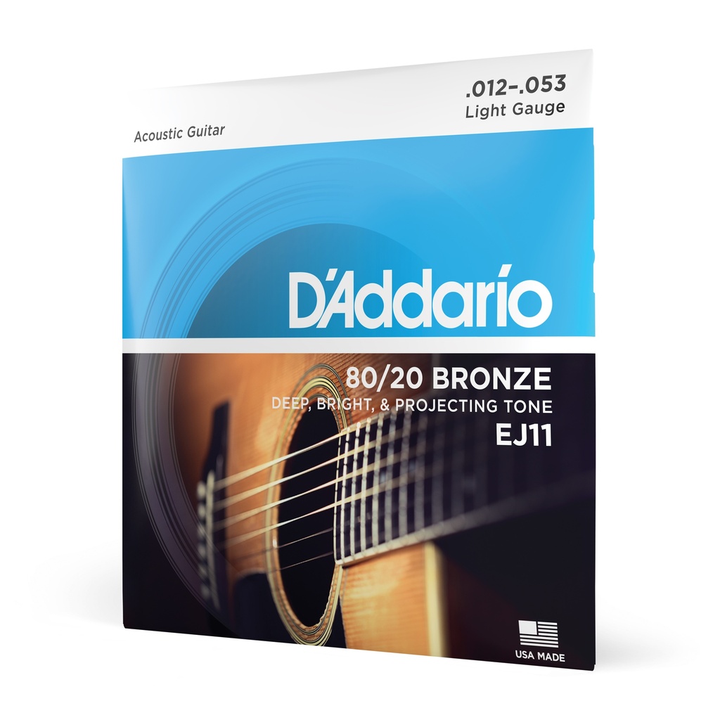 D'Addario EJ11 80/20 Bronze Acoustic Guitar Strings Light 12-53