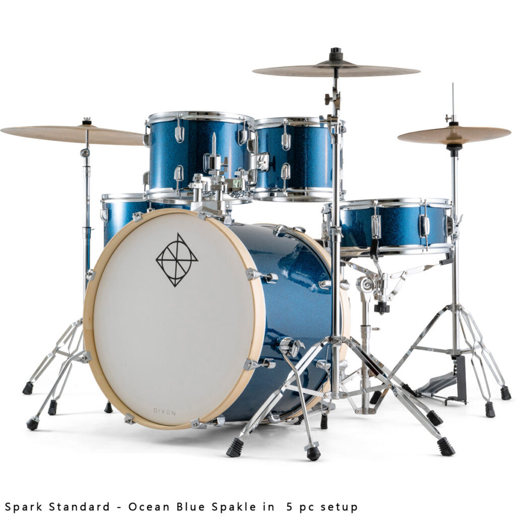 Dixon Spark 5-Piece Drum Set in Ocean Blue Sparkle (PODSP522C1SPOBS)