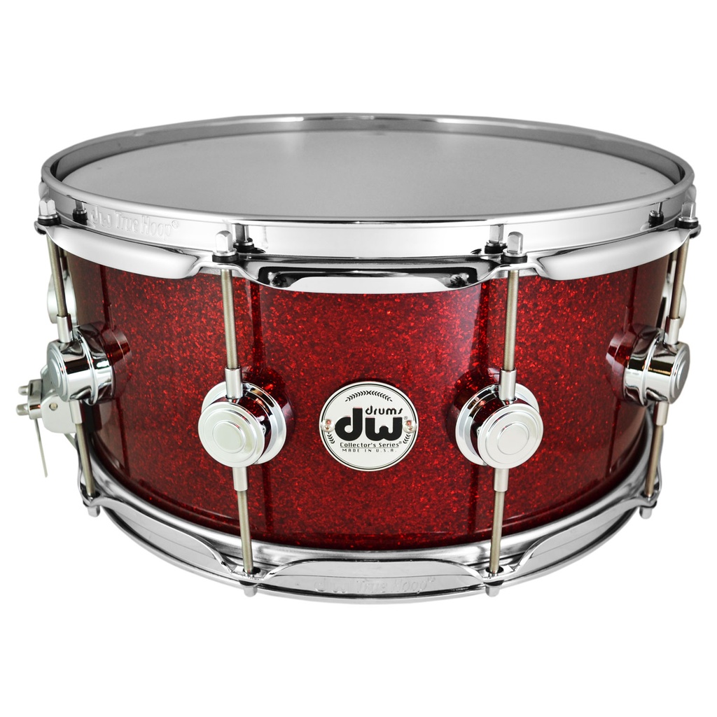 DW 6.5" x 14" Collector's Maple Snare Drum in Red Glass Glitter
