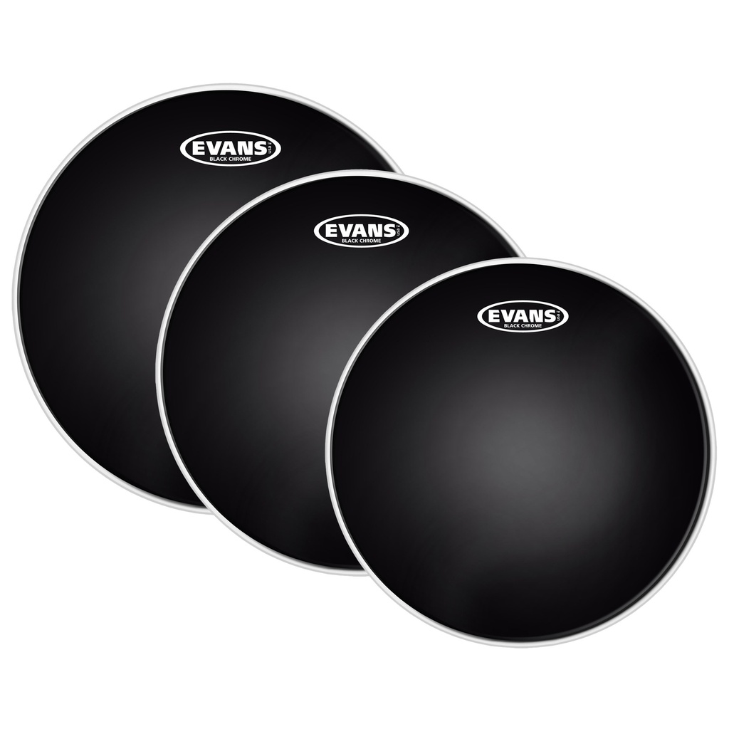 Evans 10"/12"/14" Black Chrome Fusion Tom Head Pack