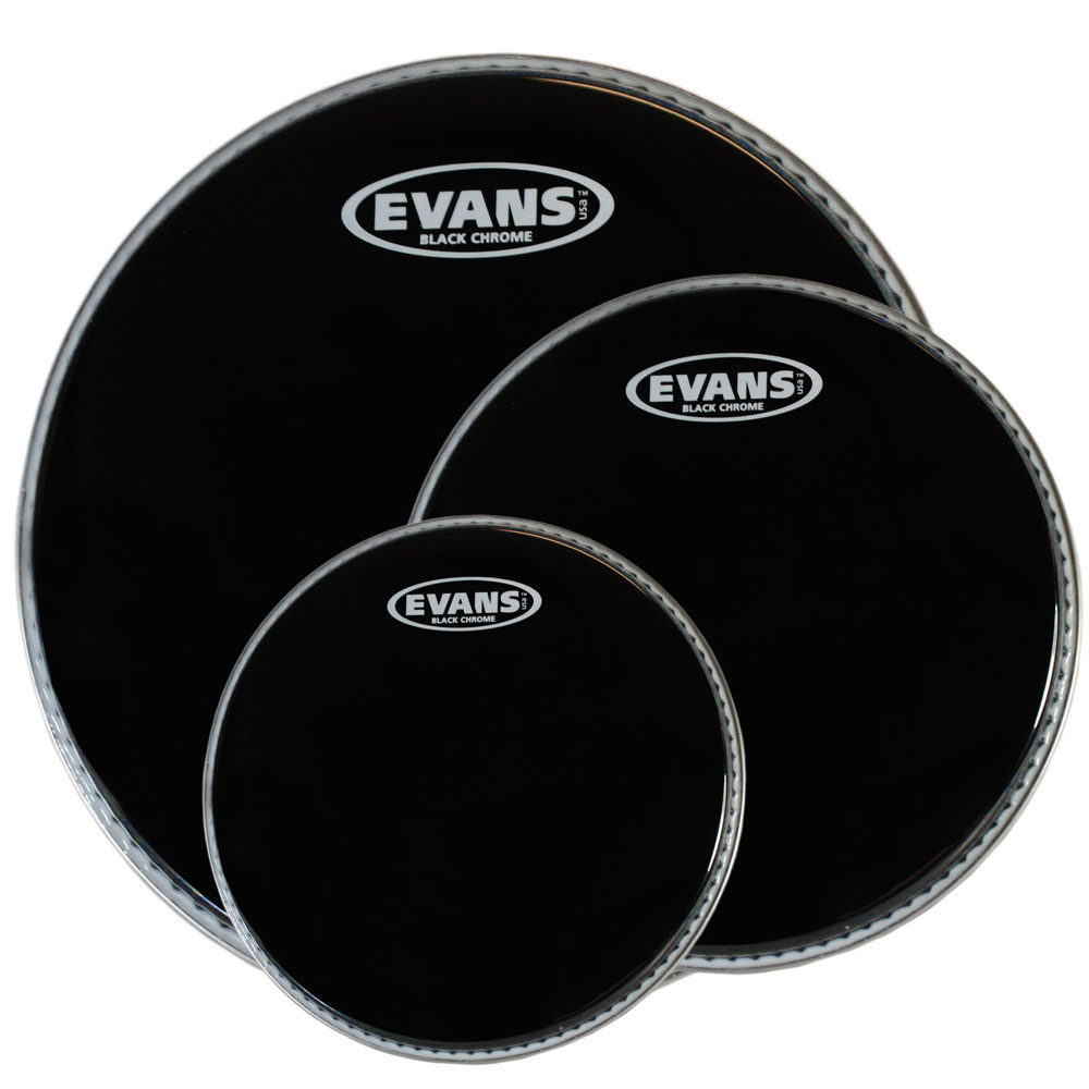 Evans 12"/13"/16" Black Chrome Standard Tom Head Pack
