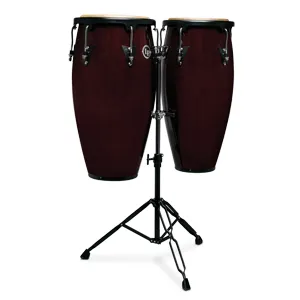 LP Aspire 11-inch and 12-inch Conga Set with Double Stand - Dark Wood