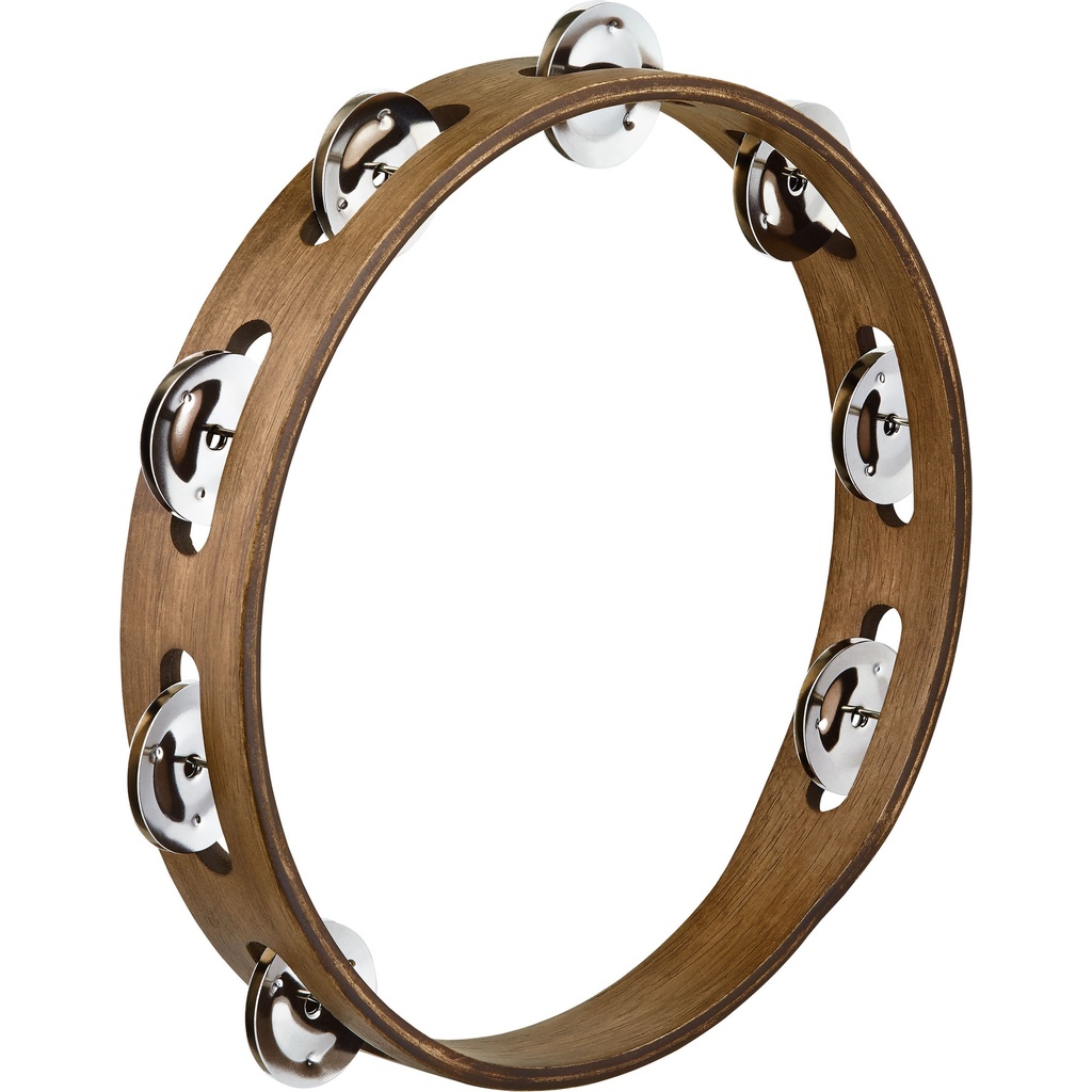 Meinl Single Row Traditional Wood Tambourine with Steel Jingles