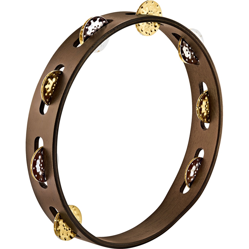 Meinl Single Row Wood Tambourine w/ Hammered Combo Jingles Walnut