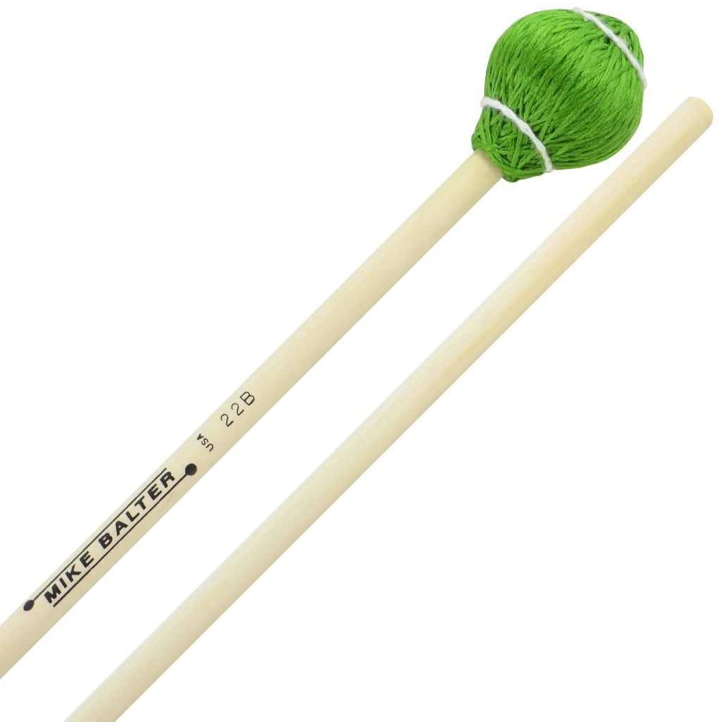 Mike Balter B22B Pro Vibe Medium Hard Green Cord Mallets w/ Birch