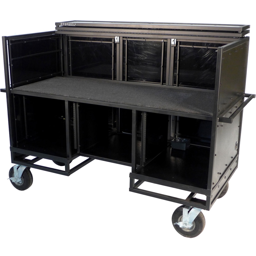 Pageantry Innovations Stealth Series Seated Synth/Mixer Cart w/ Bi-Fold Top Cover