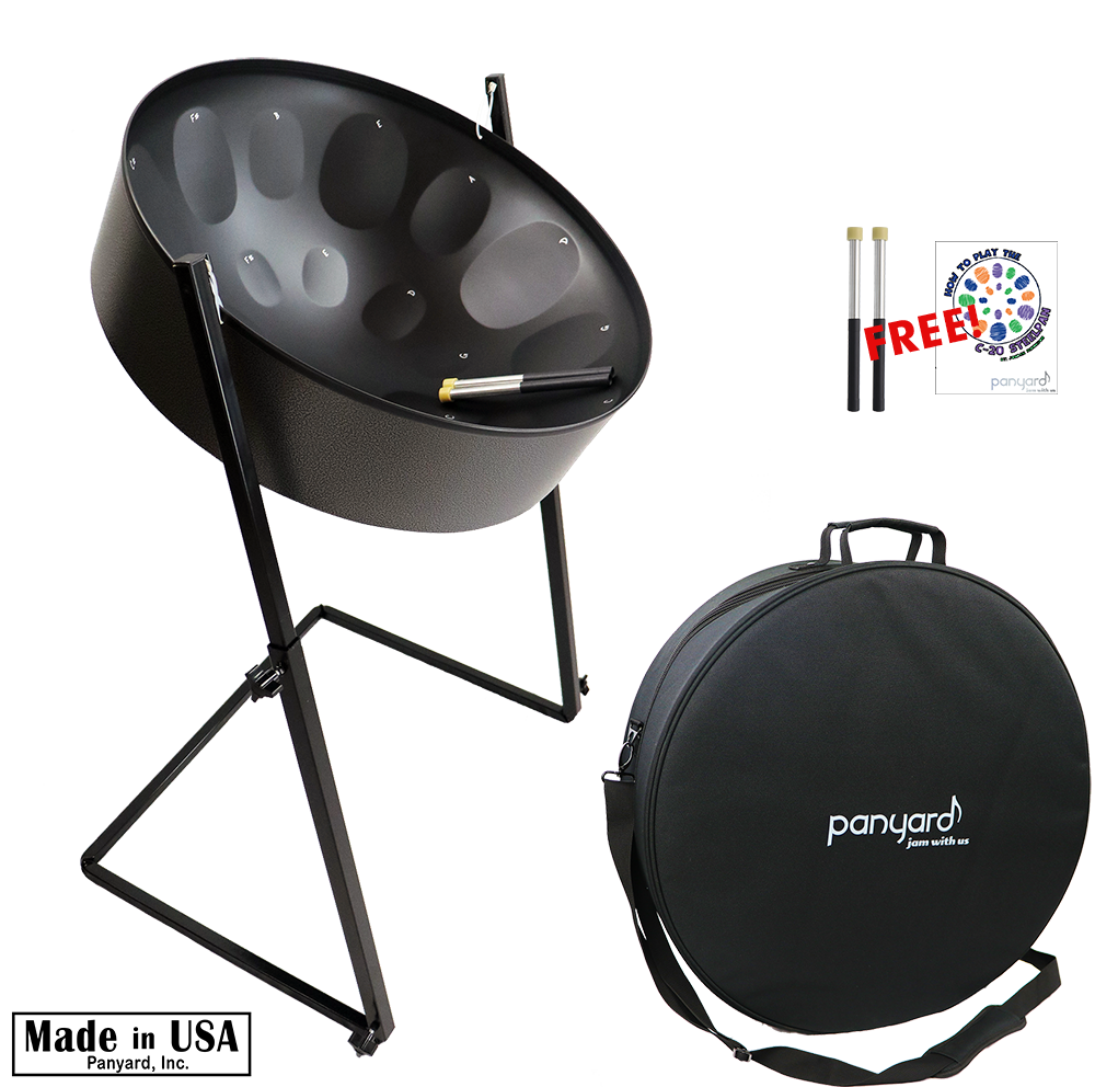 Panyard C-20 Lead Steel Pan - Caribbean Night - PLUS PACKAGE - Pan + Stand + Case  + FREE Mallets + FREE How to Play Book
