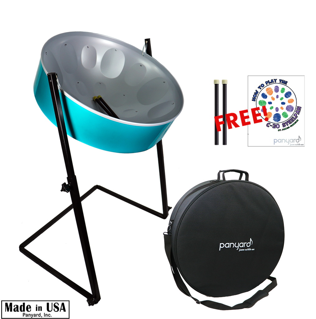 Panyard C-20 Lead Steel Pan - Ocean Wave - PLUS PACKAGE - Pan + Stand + Case + FREE Mallets + FREE How to Play Book