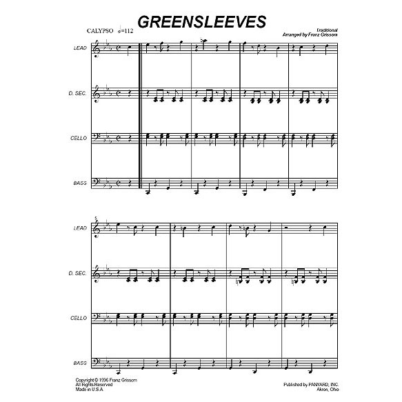 Panyard Panyard 7044 - Greensleeves arr. By Franz Grissom