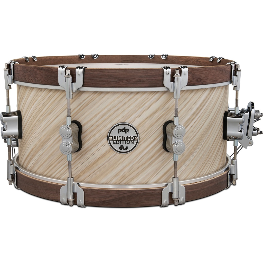 PDP 6.5" x 14" LTD Snare Drum in Twisted Ivory with Walnut Hoops