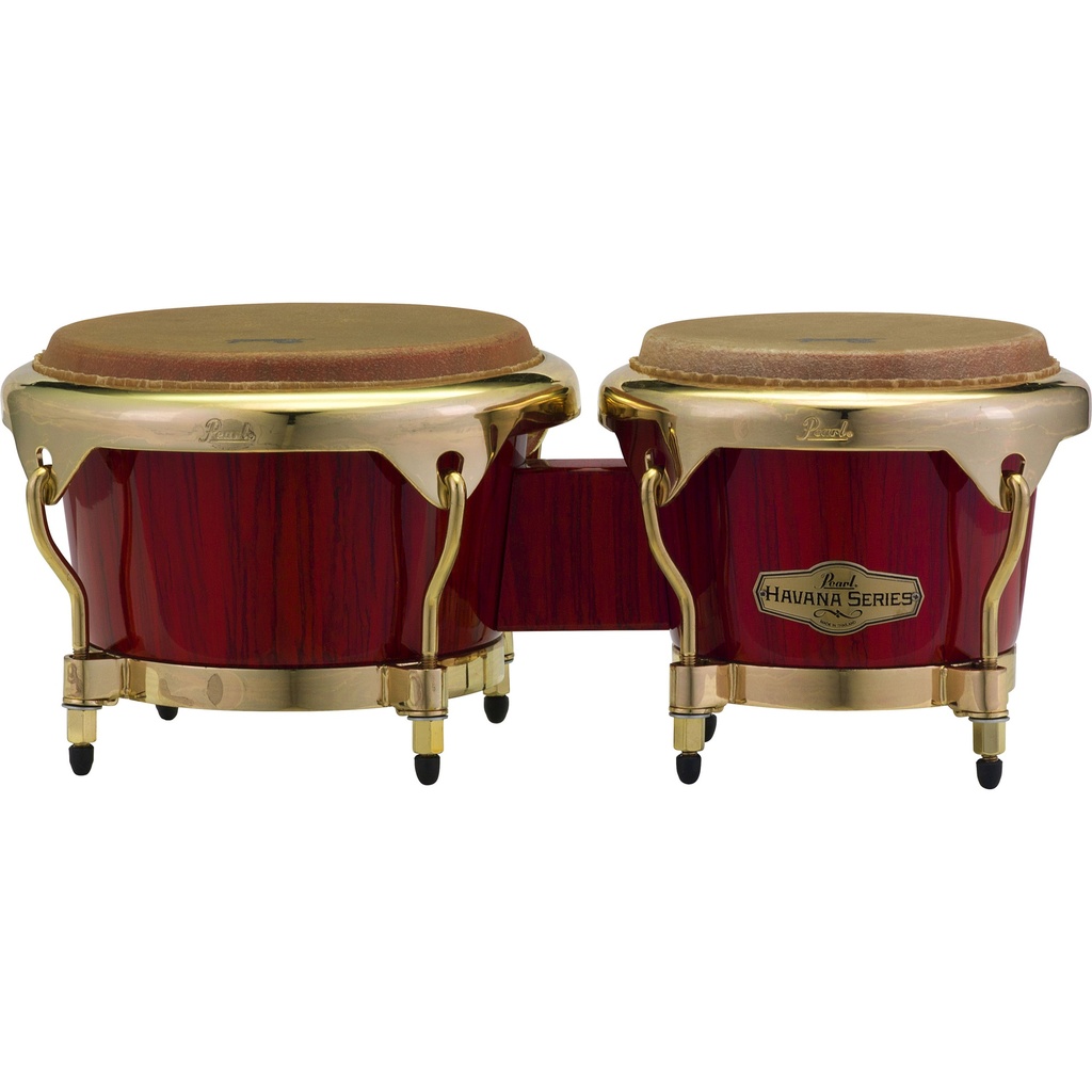 Pearl 7" & 9" Havana Bongos in Red Tiger Stripe with Gold Hardware