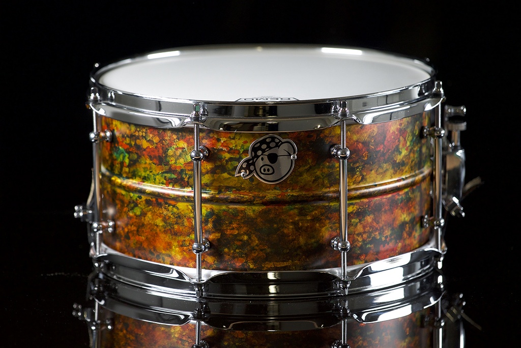 Pork Pie Percussion 7" x 13" Snare Drum - Seamless Brass in Custom Alcohol Ink Finish