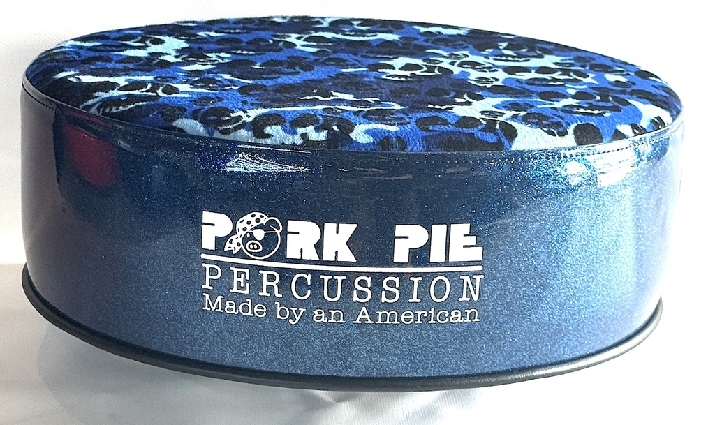 Pork Pie Percussion Custom Throne (TOP ONLY) in Cloth Blue Skull Top and Blue Sparkle Side
