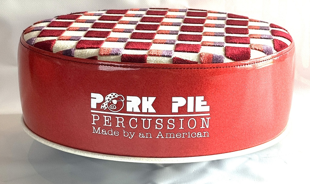 Pork Pie Percussion Custom Throne (TOP ONLY) in Textured Red Checker Top and Red Sparkle Side