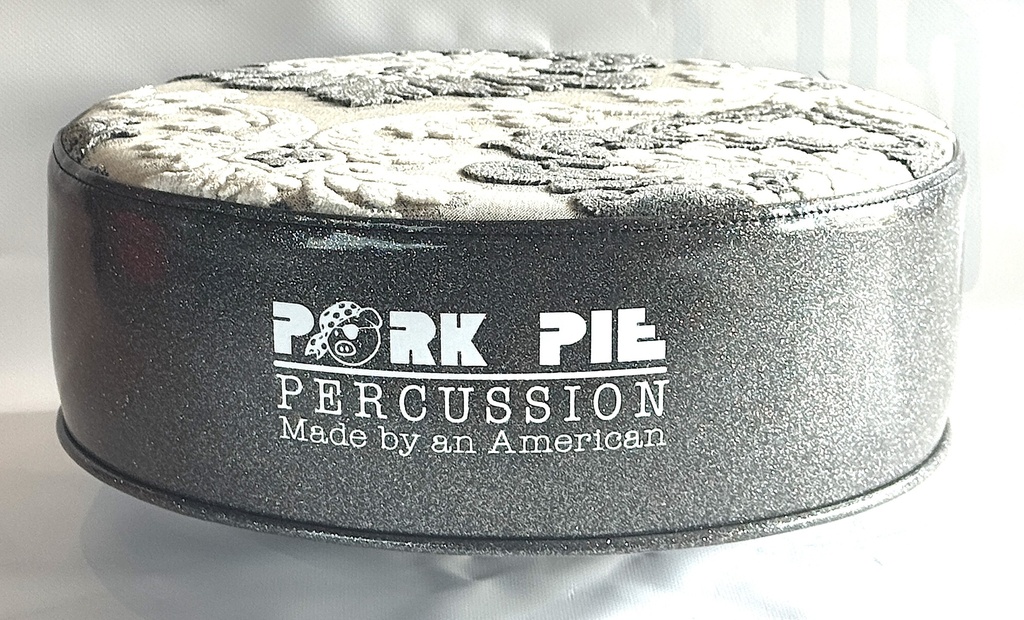 Pork Pie Percussion Custom Throne (TOP ONLY) in Vintage Textured Curtain Top and Grey Sparkle Side