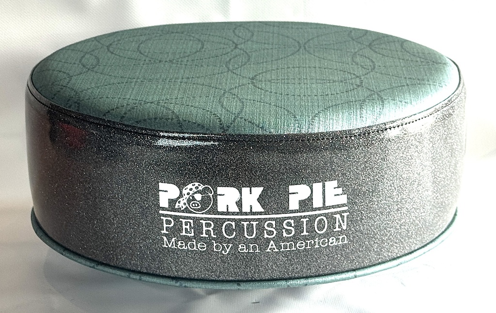 Pork Pie Percussion Custom Throne (TOP ONLY) in Vinyl Aqua Circle Top and Grey Sparkle Side
