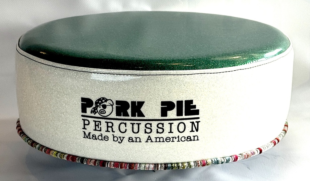 Pork Pie Percussion Custom Throne (TOP ONLY) in Vinyl Green Sparkle Top and White Sparkle Side