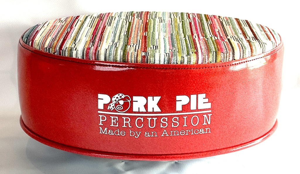 Pork Pie Percussion Custom Throne in Textured Color Stripe Top and Red Sparkle Side