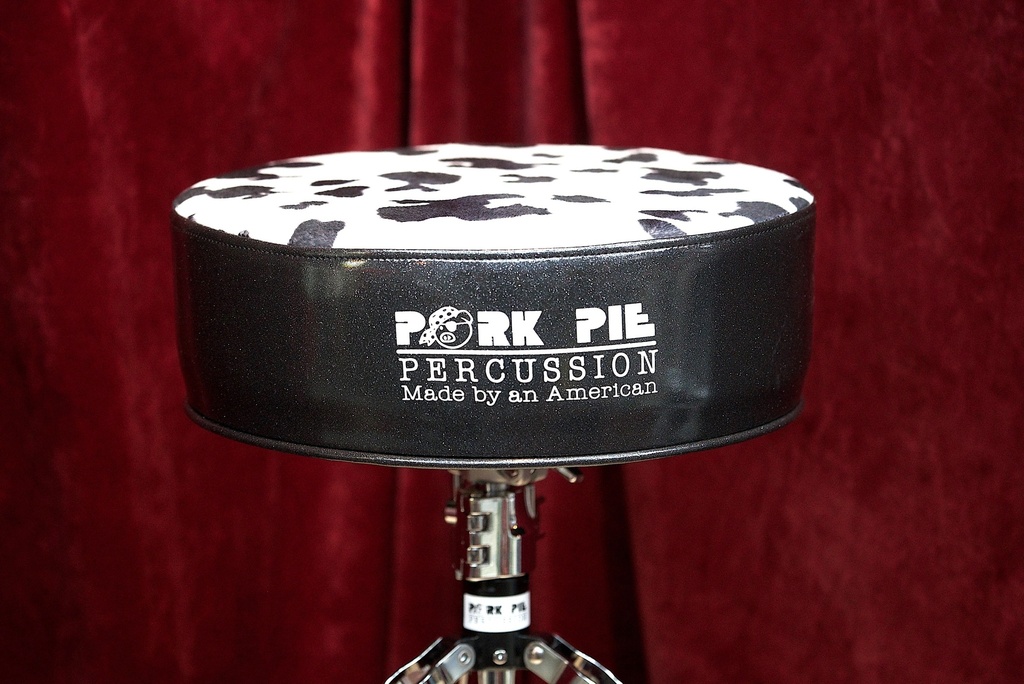 Pork Pie Throne - Round / Black Sparkle Side / Cow Top