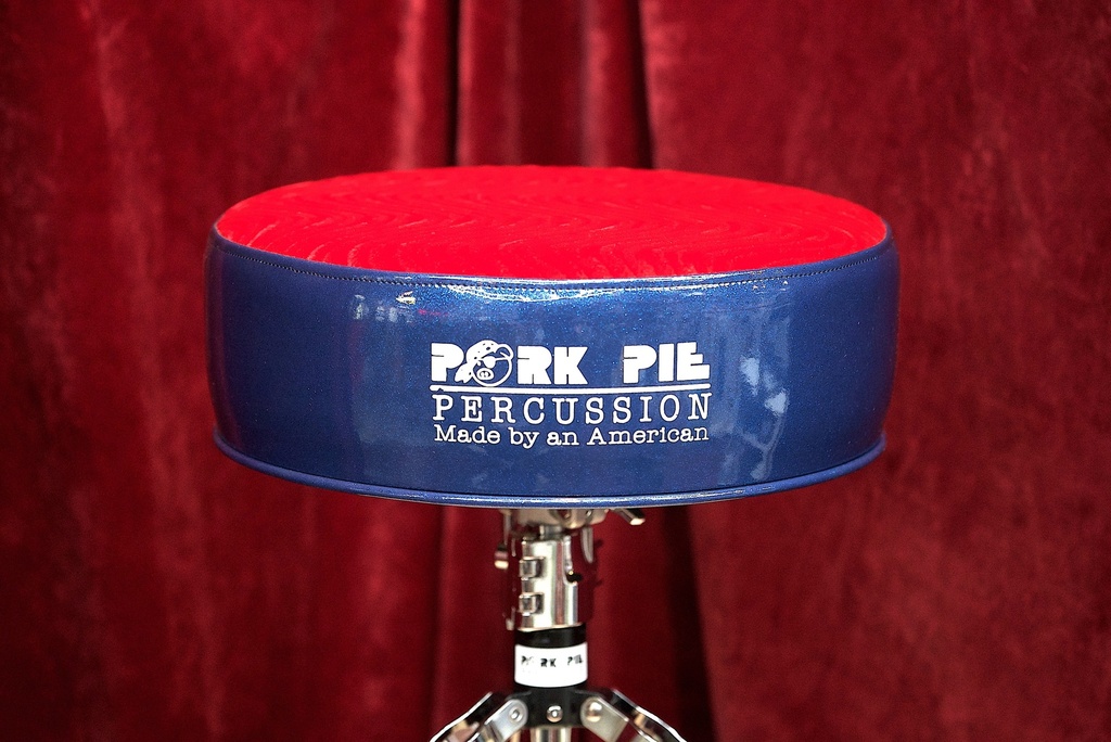 Pork Pie Throne - Round / Blue Sparkle Side / Red Swirl Top