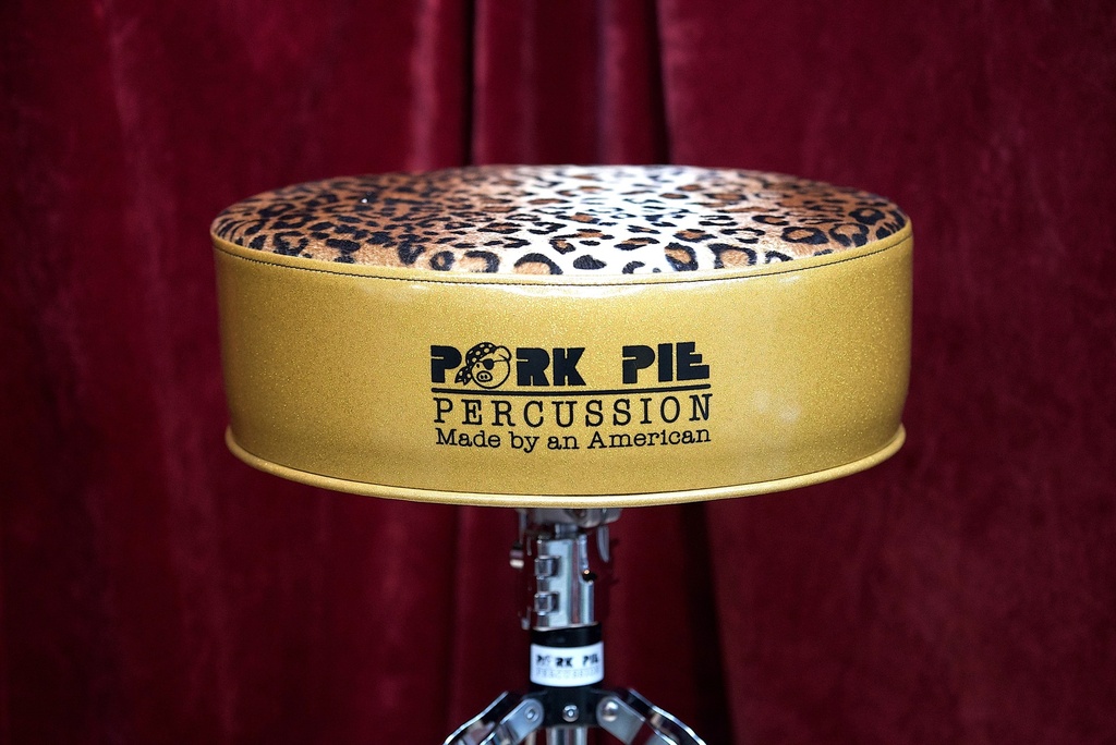 Pork Pie Throne - Round / Gold Sparkle Side / Leopard Top