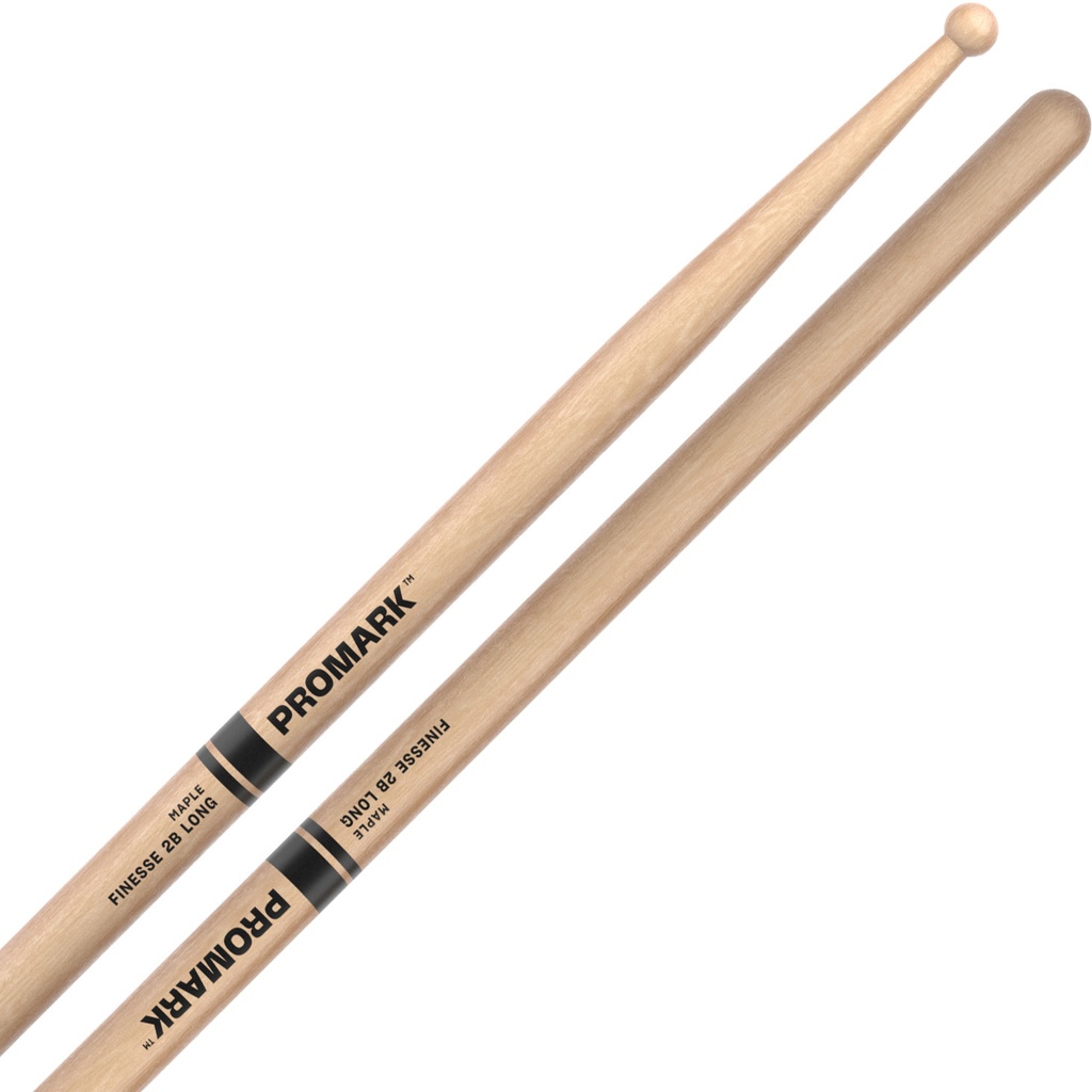 Promark Finesse 2B Long Maple Round Tip Drum Sticks
