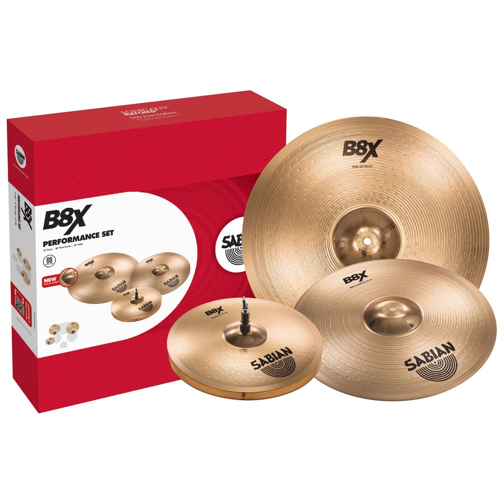 Sabian B8X Performance 3-Piece Cymbal Box Set (14H-16C-20R)