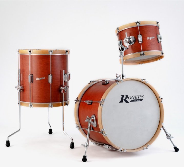 TOWER ‚ÄúTOWERWOOD‚Äù 3-PIECE DRUM KIT SATIN RED MAHOGANY WITH NATURAL WOOD HOOPS