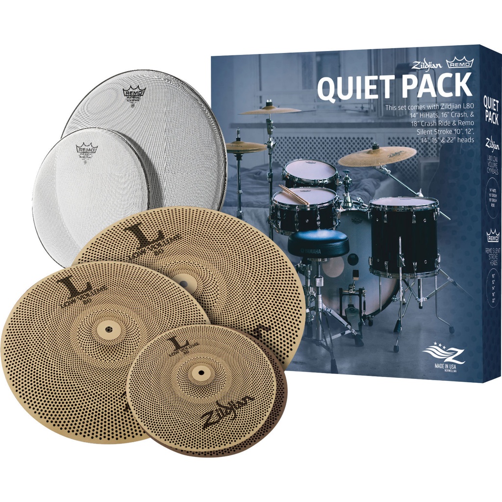 Zildjian LV468RH Quiet Pack Cymbal Box (14H/16Cr/18R) w/Silentstroke Heads