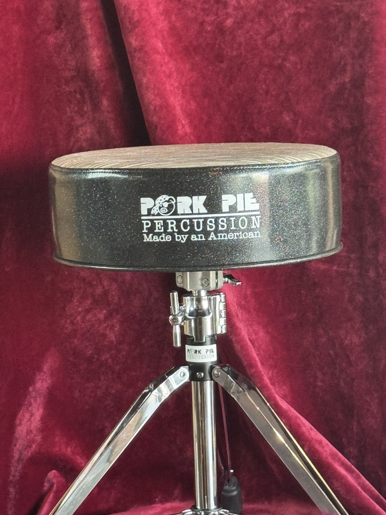 Pork Pie Percussion Round Throne - Black Sparkle Side w/ Custom Cloth/Textured Top