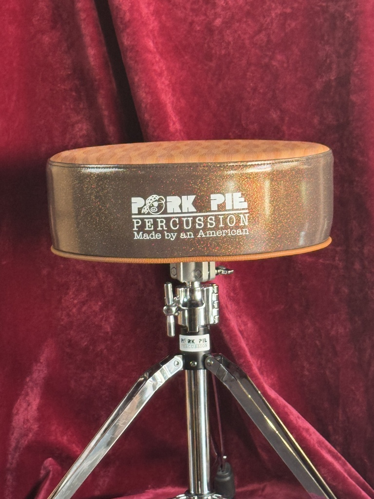 Pork Pie Percussion Round Throne - Brown Sparkle Side w/ Custom Vinyl Top