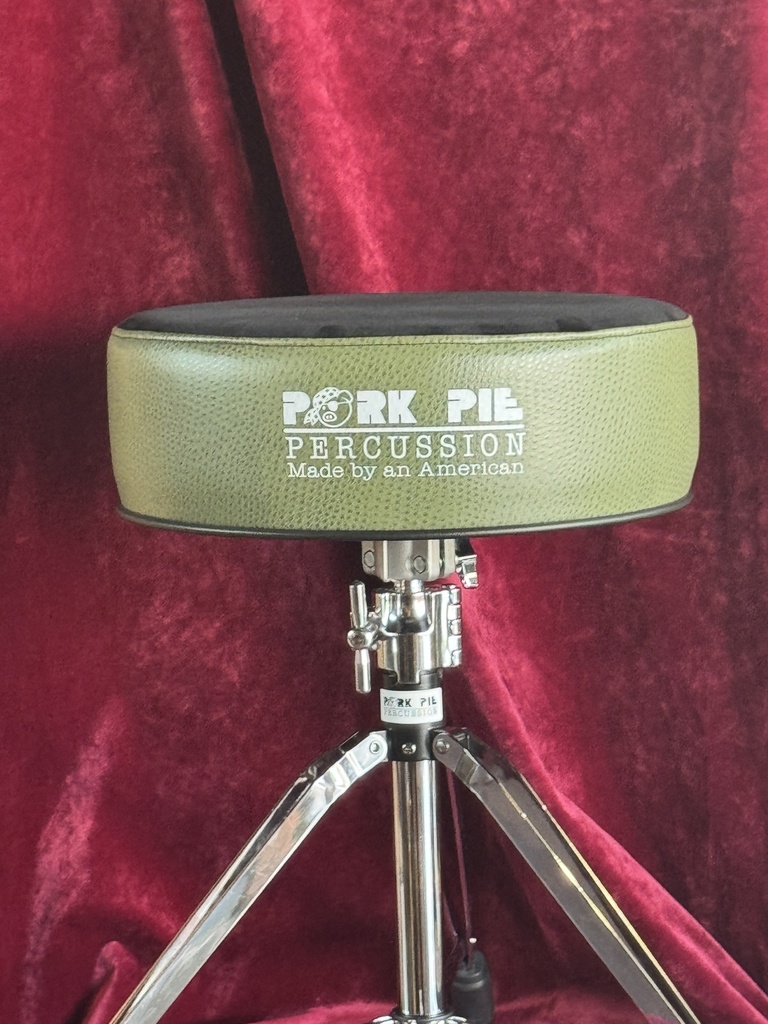 Pork Pie Percussion Round Throne - Custom Green Ostrich Side w/ Black Plush Top