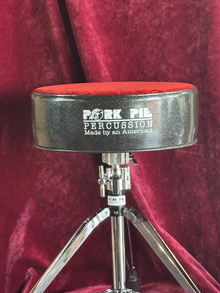 Pork Pie Percussion Round Throne - Black Sparkle Side w/ Red Crush Top
