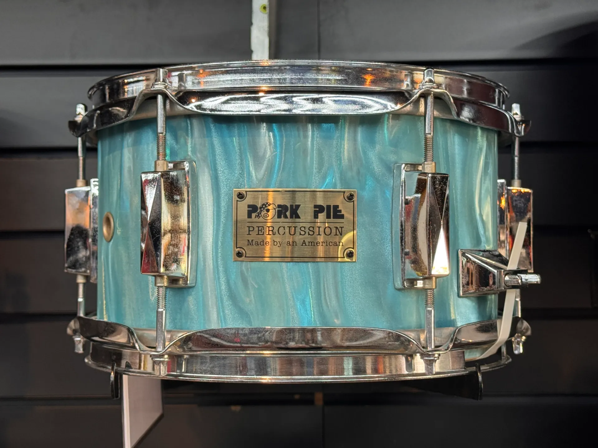 USED - Pork Pie Percussion - 1996 -  6"x10" Snare Drum - Turquoise Satin Flame