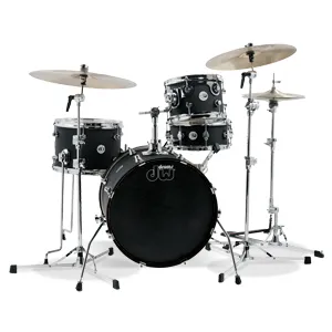 Design Series Mini Pro 4-Piece Maple Shell Pack, Black Satin w/Chrome Hardware